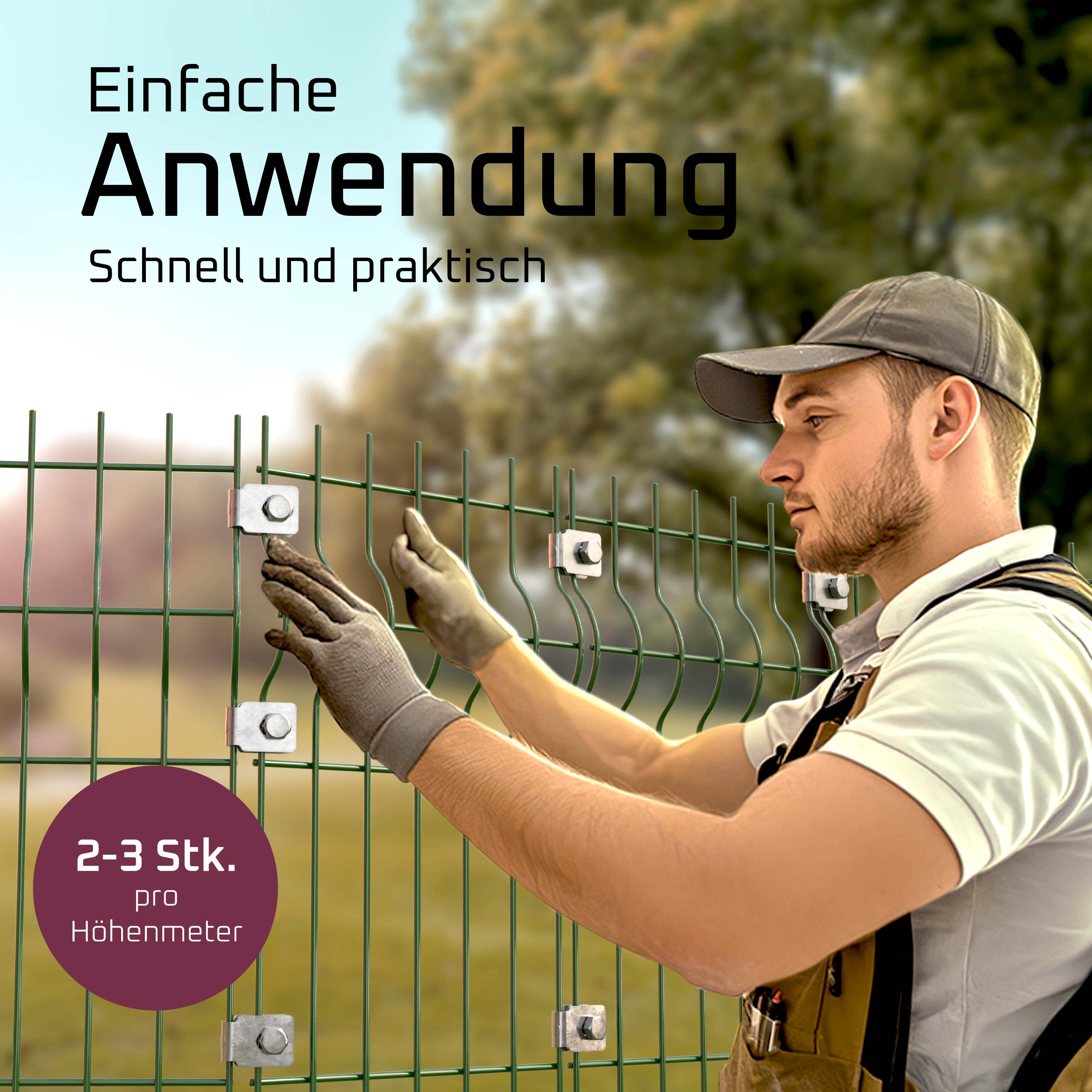 Eckverbinder Schelle für Gabionen, Zaun, Doppelstabmatten, Komposter