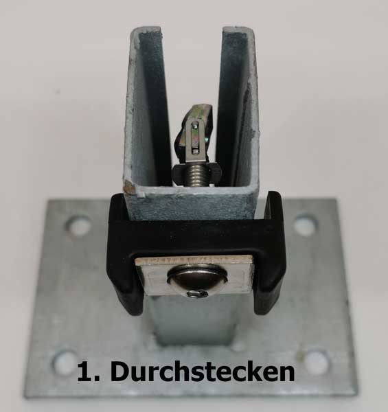 Zaun Pfosten Montagesatz Doppelstabzaun für Rechteckpfosten 60/40mm mit Klappmutter/Plättchen