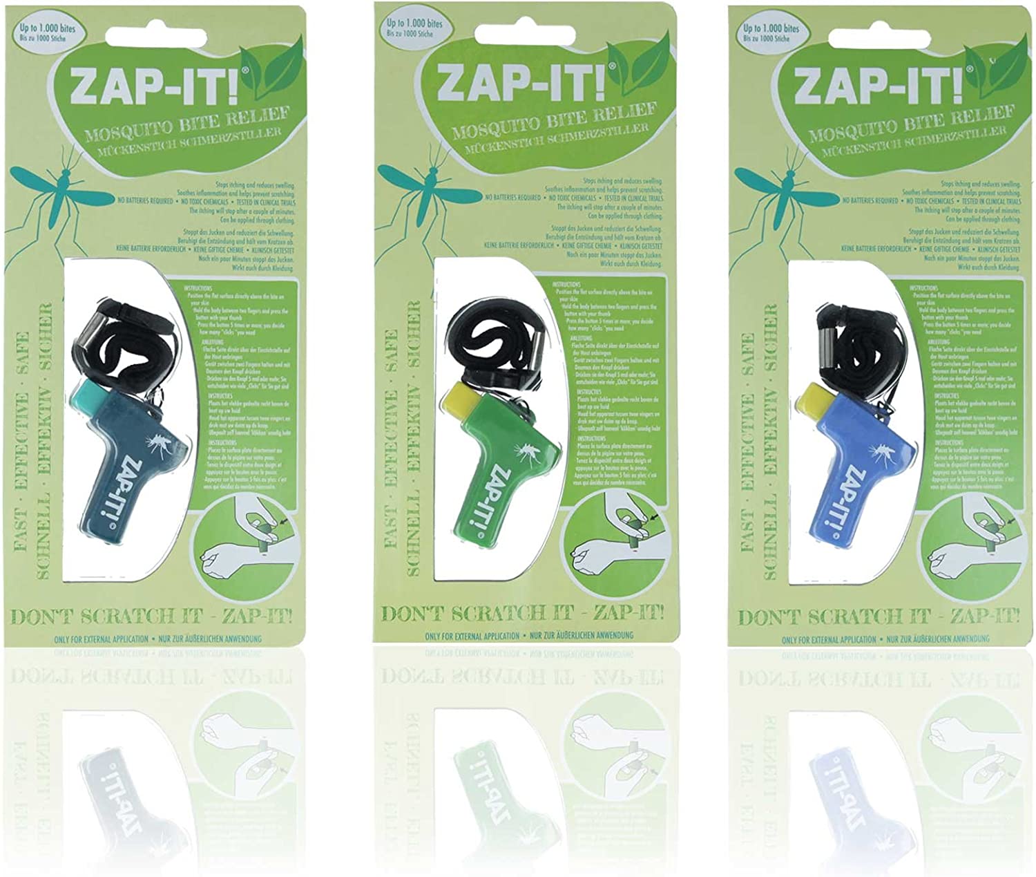 3 x ZAP-IT Anti Mückenstiche lindern, Stichheiler für schnelle Linderung
